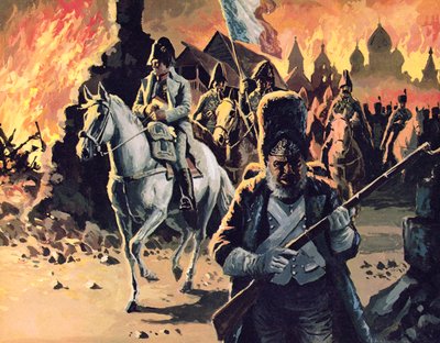 Napoleon rider gennem Moskva i flammer af English School